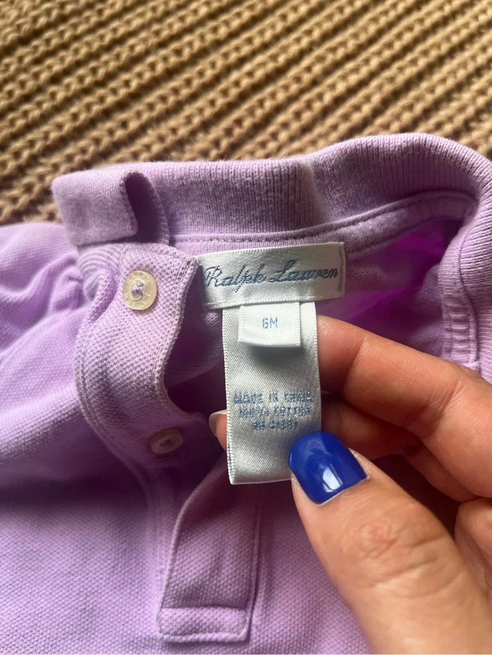 Ralph Lauren Lavender Ruffle Hem Polo Dress Top